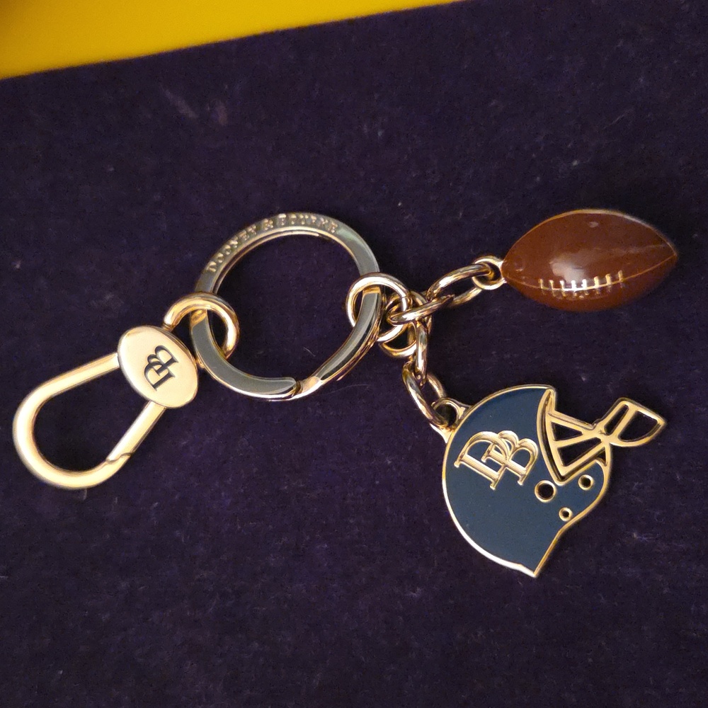 B-NEW: Dooney & Bourke Gold and Blue Keychain with Football Charm - Picture 13 of 13